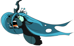 Size: 1858x1170 | Tagged: safe, artist:sigmanas, queen chrysalis, changeling, changeling queen, g4, angry, bust, fangs, female, flowing mane, fury, rage, screaming, simple background, solo, teeth, transparent, transparent background, windswept mane