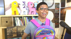 Size: 942x522 | Tagged: safe, applejack, pinkie pie, rainbow dash, rarity, human, g4, irl, irl human, photo, tay zonday, youtube link