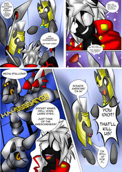 Size: 1240x1754 | Tagged: safe, cyborg, demon, pony, ask, claw, crossover, disgaea, disgaea 3, drill, evil genius, male, mao, plunger, ponified, royal guard, stallion, tumblr, tumblr comic