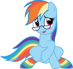 Size: 2600x2456 | Tagged: safe, artist:klaifferon, rainbow dash, g4, blushing, clothes, female, glasses, nerd, rainbow socks, simple background, socks, solo, striped socks, transparent background, vector