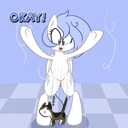 Size: 1280x1280 | Tagged: safe, artist:penguinpotential, oc, oc only, cat, pony, ask frigid drift, bipedal, solo