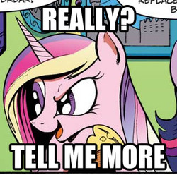 Size: 319x317 | Tagged: safe, idw, princess cadance, g4, deeply intrigued cadance, female, image macro, reaction image, solo