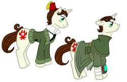 Size: 900x579 | Tagged: safe, artist:cheri-chan, fallout, monsieur anton papierwaite, ponified, sam and max