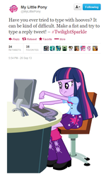 Size: 504x838 | Tagged: safe, artist:masem, twilight sparkle, equestria girls, g4, computer, female, simple background, solo, text, twitter, vector, white background