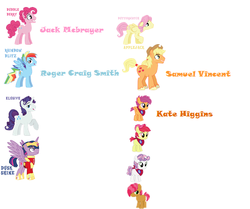 Size: 532x445 | Tagged: safe, apple bloom, applejack, babs seed, fluttershy, pinkie pie, rainbow dash, rarity, scootaloo, sweetie belle, twilight sparkle, alicorn, pony, g4, apple sprout (male apple bloom), applebuck, applejack (male), applejohn (male applejack), bob steed, bubble berry, butterscotch, cutie mark crusaders, dusk shine, elusive, male, male six, mane six, prince dusk, rainbow blitz, rule 63, scooteroll, scooterzoom, silver bell, twilight sparkle (alicorn), voice actors