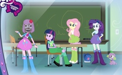 Size: 784x480 | Tagged: source needed, useless source url, safe, anonymous editor, edit, edited screencap, screencap, fluttershy, rarity, spike, twilight sparkle, dog, human, equestria girls, g4, 4chan, anonymour artist, backpack, balloon, become an equestria girl, boots, bracelet, clothes, computer, female, hasbro, high heel boots, incomplete twilight strong, jewelry, keeperofporridge, laptop computer, male, o-face, skirt, spike the dog, thomas the tank engine, wat