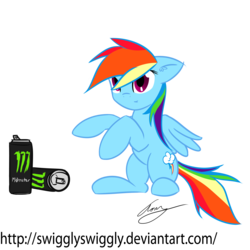 Size: 4921x4921 | Tagged: safe, artist:swigglyswiggly, rainbow dash, pegasus, pony, g4, absurd resolution, energy drink, female, monster energy, simple background, solo, transparent background