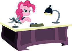 Size: 514x364 | Tagged: safe, artist:pinkiepizzles, pinkie pie, g4, clothes, desk, female, simple background, solo, transparent background, uniform, vector