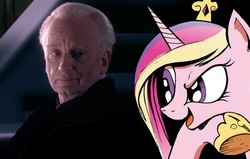 Size: 449x286 | Tagged: safe, idw, princess cadance, g4, deeply intrigued cadance, emperor palpatine, meme, star wars, star wars: revenge of the sith, the tragedy of darth plagueis the wise