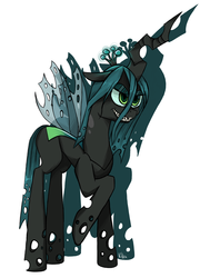 Size: 958x1330 | Tagged: safe, artist:black-pie, queen chrysalis, changeling, changeling queen, g4, crown, female, jewelry, regalia, solo