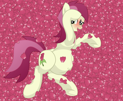Size: 13200x10800 | Tagged: safe, artist:xniclord789x, roseluck, g4, absurd resolution, belly, big belly, blushing, cute, female, looking at you, petals, pregnant, rosabetes, rose, rose petals, solo