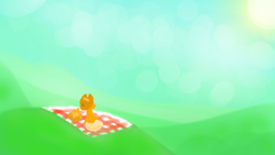 Size: 1280x720 | Tagged: safe, artist:blakkwaltz, applejack, g4, picnic, picnic basket, picnic blanket, scenery, sun