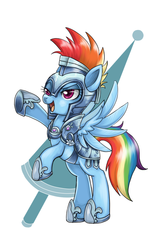 Size: 685x1040 | Tagged: safe, artist:buzucat, rainbow dash, g4, armor, female, jousting, pixiv, solo