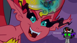 Size: 1023x575 | Tagged: safe, artist:nukarulesthehouse1, artist:php11, edit, edited screencap, screencap, king sombra, sunset shimmer, pony, unicorn, equestria girls, g4, my little pony equestria girls, me gusta, sombra eyes, sunset satan