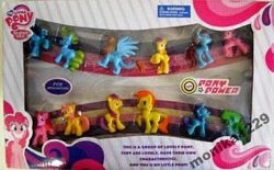 Size: 800x495 | Tagged: safe, pinkie pie, zecora, earth pony, griffon, pegasus, pony, unicorn, g4, bootleg, choking hazard, irl, my little pony logo, photo, pony power, recolor, seems legit, toy