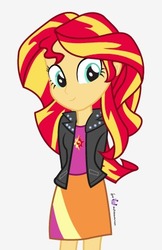 Size: 285x441 | Tagged: safe, artist:dm29, sunset shimmer, equestria girls, g4, cute, female, shimmerbetes, simple background, smiling, solo, when she smiles, white background