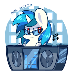 Size: 700x700 | Tagged: safe, artist:php56, dj pon-3, vinyl scratch, g4, chibi, female, solo, turntable