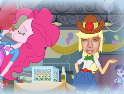 Size: 641x487 | Tagged: safe, applejack, pinkie pie, twilight sparkle, equestria girls, g4, balloon, nicolas cage