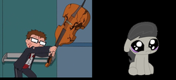 Size: 984x447 | Tagged: safe, octavia melody, g4, abuse, american dad, cello, male, musical instrument, sad, steve smith, tavibuse