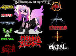 Size: 1324x980 | Tagged: safe, princess cadance, g4, anthrax, boots, clothes, death (band), death metal, exodus (band), heavy metal, hypocrisy, jacket, kreator, leather, leather jacket, megadeth, metal, metalhead, metallica, morbid angel, overkill (band), shoes, slayer, testament, thrash metal