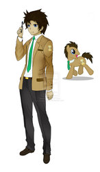 Size: 1024x1755 | Tagged: safe, artist:magico-enma, doctor whooves, time turner, earth pony, human, pony, g4, humanized, light skin, male, simple background, sonic screwdriver, stallion, white background