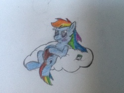 Size: 960x720 | Tagged: safe, rainbow dash, g4, bedroom eyes, blushing, cloud, looking at you, nutella