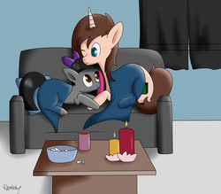 Size: 4000x3500 | Tagged: safe, artist:verminshy, oc, oc only, oc:crossie, candle, couch, couple, cuddling, femboy, gay, male, snuggling