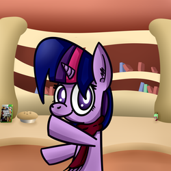 Size: 4000x4000 | Tagged: safe, artist:misterhailfire, artist:mrdynasty, twilight sparkle, g4, ask, askgamertwilight, clothes, female, gamer twilight, invader zim, scarf, solo, the monkey