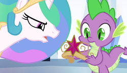 Size: 760x434 | Tagged: safe, screencap, princess celestia, spike, equestria girls, g4, big crown thingy