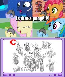 Size: 782x918 | Tagged: safe, babs seed, fluttershy, princess luna, rainbow dash, alicorn, centaur, earth pony, pegasus, pony, robot, gamer luna, g4, call, concept art, controller, exploitable meme, eyes closed, female, gamer babs, gamerdash, gamershy, mare, meme, mighty no.9, monochrome, open mouth, possibly pony related, sketch, smiling, tv meme