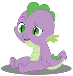Size: 1586x1655 | Tagged: safe, artist:axemgr, spike, dragon, g4, baby, baby spike, confused, male, simple background, sitting, solo, transparent background, vector