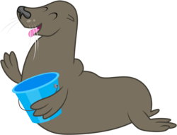 Size: 3200x2445 | Tagged: safe, artist:axemgr, sea lion, seal, bucket, solo