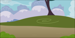 Size: 3000x1550 | Tagged: safe, artist:axemgr, background, cloud, grass, mountain, no pony, sky, tree