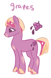 Size: 336x508 | Tagged: dead source, safe, artist:luvlymilk, oc, oc only, food pony, original species, food, grapes, solo