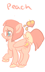 Size: 296x476 | Tagged: dead source, safe, artist:luvlymilk, oc, oc only, oc:peach (luvlymilk), food pony, original species, peach, solo