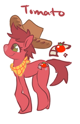 Size: 316x488 | Tagged: dead source, safe, artist:luvlymilk, oc, oc only, food pony, original species, solo, tomato