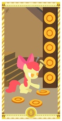 Size: 800x1550 | Tagged: safe, artist:janeesper, apple bloom, g4, coin, eight of coins, eight of diamonds, female, hammer, solo, tarot card