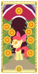 Size: 800x1550 | Tagged: safe, artist:janeesper, apple bloom, g4, coin, female, nine of coins, nine of diamonds, solo, tarot card