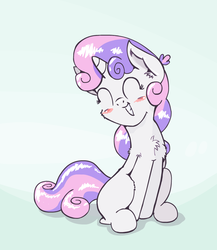 Size: 800x920 | Tagged: safe, artist:scrimpeh, sweetie belle, g4, blushing, chest fluff, cute, diasweetes, female, solo