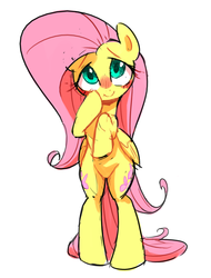 Size: 737x971 | Tagged: safe, artist:30clock, fluttershy, pony, g4, bipedal, blushing, cute, female, pixiv, shyabetes, solo