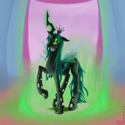 Size: 1000x1000 | Tagged: safe, artist:drjavi, queen chrysalis, changeling, changeling queen, g4, crown, female, jewelry, regalia, solo