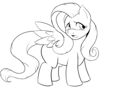 Size: 1024x731 | Tagged: safe, artist:the-unicorn-lord, fluttershy, g4, female, monochrome, solo