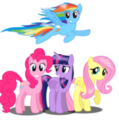 Size: 872x915 | Tagged: safe, fluttershy, pinkie pie, rainbow dash, twilight sparkle, alicorn, pony, g4, female, mare, twilight sparkle (alicorn)