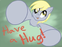 Size: 800x600 | Tagged: safe, artist:rainspeak, derpy hooves, pegasus, pony, g4, abstract background, female, incoming hug, mare, solo, tongue out