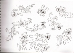 Size: 1751x1246 | Tagged: safe, rainbow dash, g4, monochrome, sketch, traditional art