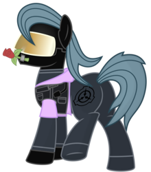 Size: 6240x7080 | Tagged: safe, artist:radiationalpha, oc, oc only, earth pony, pony, absurd resolution, armor, equestrian foundation, faint discharge, rose, scp, scp foundation, simple background, solo, tape, transparent background, tumblr, vector, wat