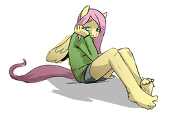 Size: 1125x750 | Tagged: safe, artist:weisdrachen, fluttershy, anthro, plantigrade anthro, g4, barefoot, cute, feet, female, soles, solo, toes, wiggle, wiggling toes