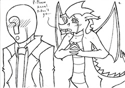 Size: 2794x1972 | Tagged: safe, artist:mcbain, fizzle, oc, oc:anon, dragon, g4, monochrome, teenaged dragon