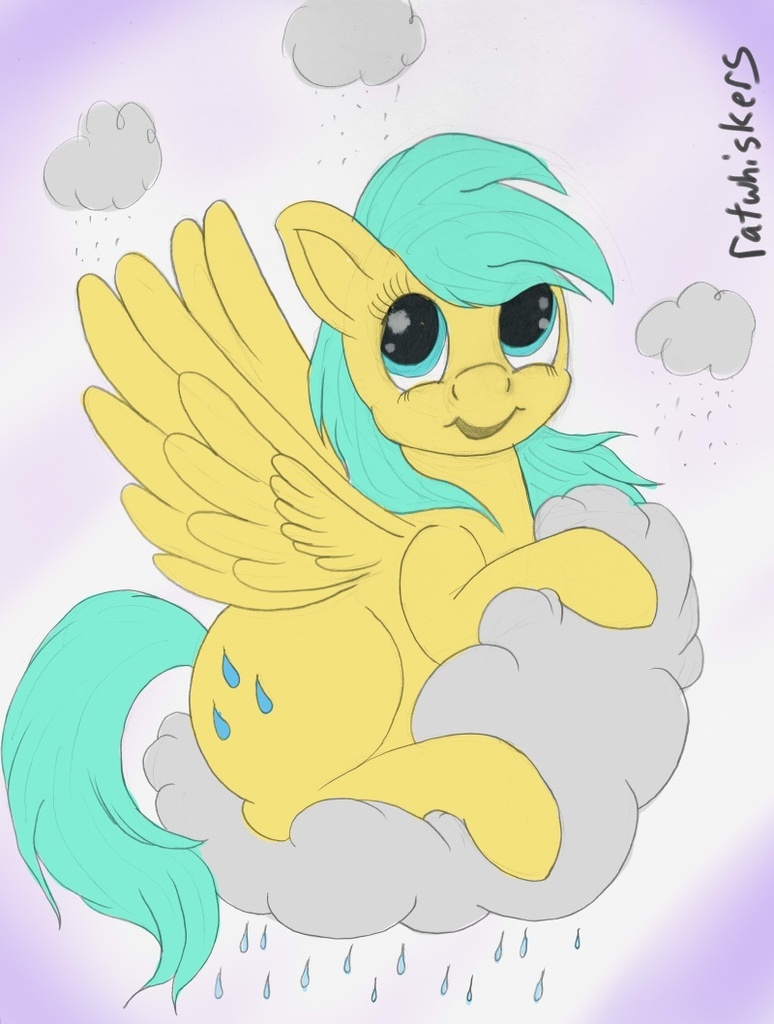 Safe Artist Ratwhiskers Sunshower Raindrops Cloud Cloudy Female Solo Derpibooru