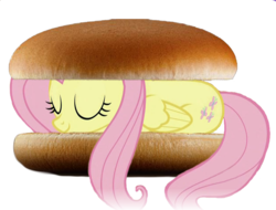 Size: 631x479 | Tagged: safe, fluttershy, original species, g4, burger, female, flutterburger, food, sleeping, solo